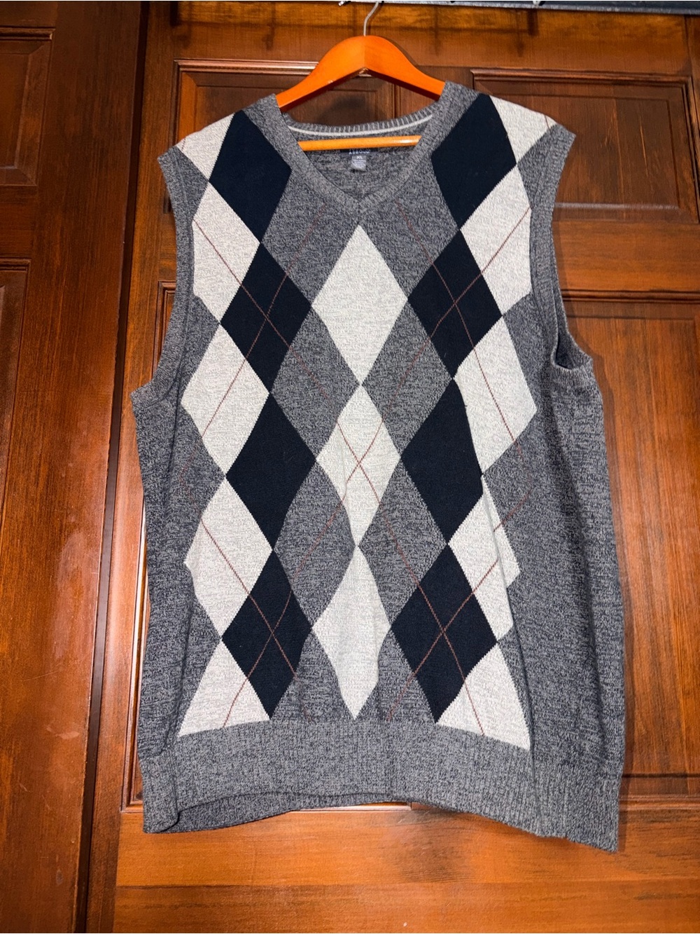 Argyle Vest 100% Cotton Sweater Knit Excellent Condition XL Academic Preppy Golf